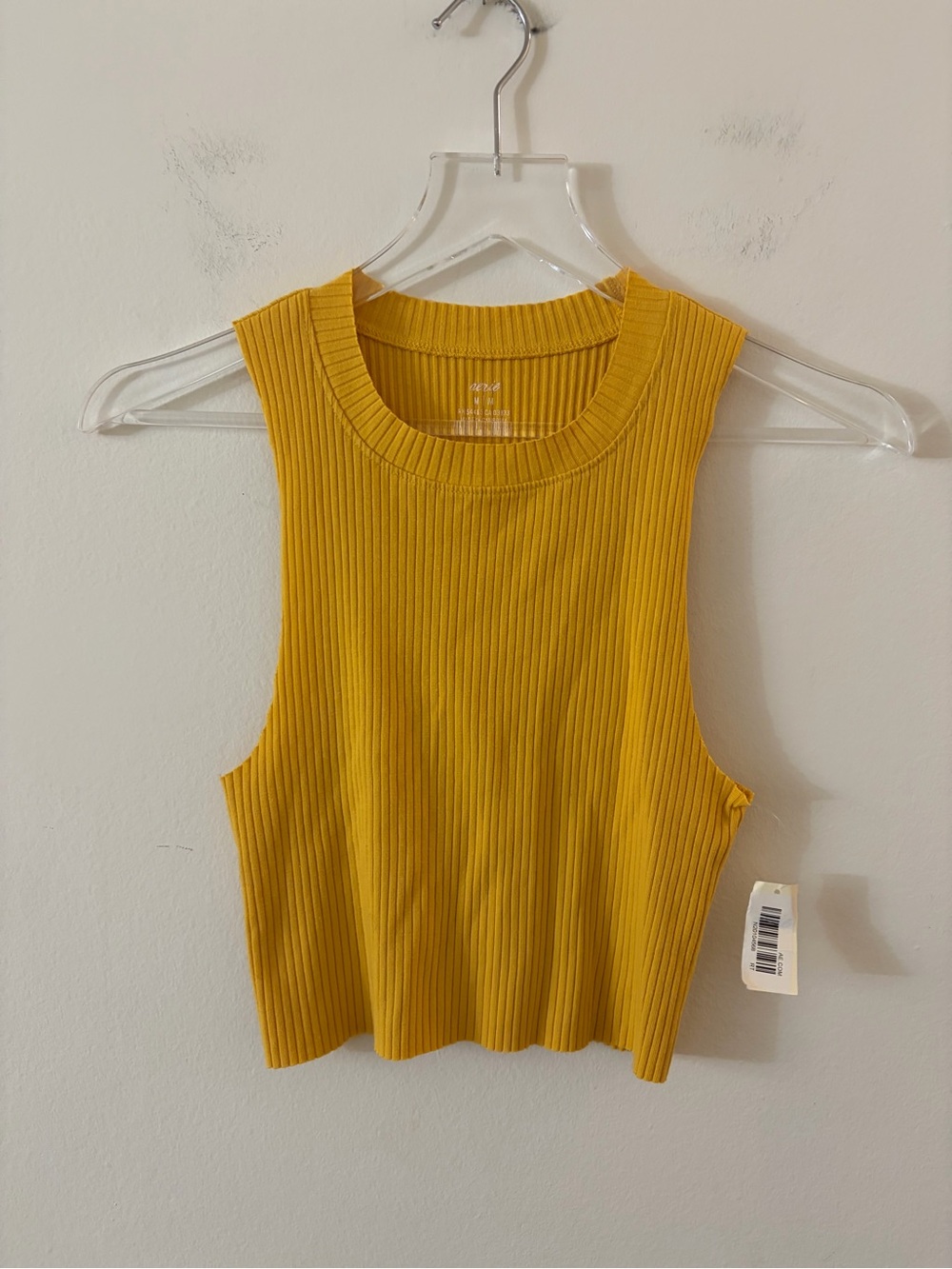 NWT Aerie Rebel Cropped Tank Ribbed Top gold yellow Medium